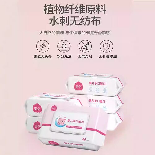 湿纸巾婴儿80抽大包湿巾纸手口专用带盖批发小包随身学生擦屁股 - 图0