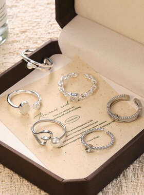 复古轻奢男士食指戒批发素圈开口重工手饰ins风气质可调节戒指女