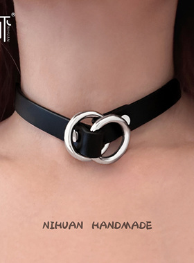 窒息项圈随手拉真皮手工