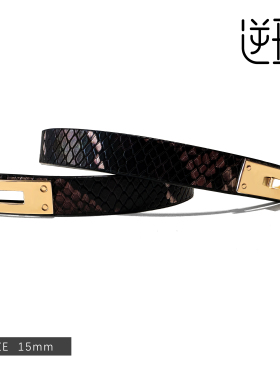 逆环凯莉扣项圈蛇纹真皮定制