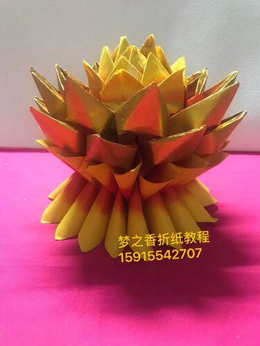 潮汕大金手工折纸大八箔长方形折花篮底座花瓣小莲花有教程 - 图3