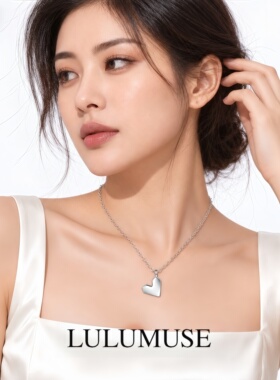 S925纯银光面不规则爱心项链女轻奢百搭简约气质流行时尚锁骨链