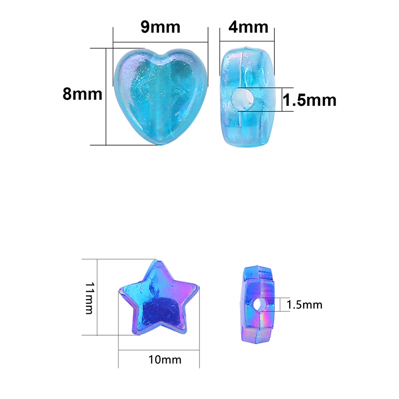 亚克力镀彩五角星桃心珠手工diy制作串珠材料包手链创意饰品配件-图2