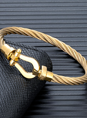 欧美热销马蹄形磁铁扣不锈钢钢丝手镯 diy可定 logo手镯 饰品