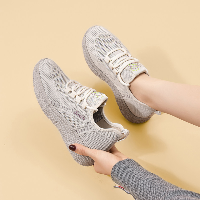 飞织网面休闲运动鞋女款2025新款秋季跑步鞋轻便妈妈鞋软底旅游鞋,淘宝优惠券,粉丝福利购,淘宝优惠卷