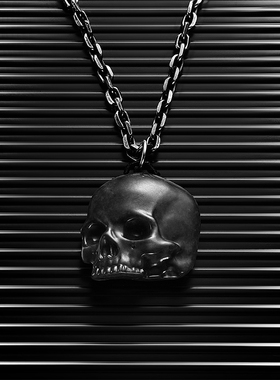 黄玉龙翡翠骷髅吊坠项链饰品