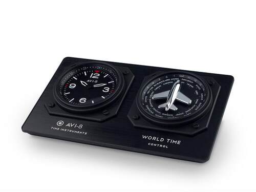 AVI-8英国品牌多功能GMT两地时间座钟摆设装饰品简约现代新品黑色 - 图3