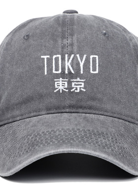 tokyo新款复古水洗简约东京字母鸭舌帽春夏季户外防晒情侣棒球帽