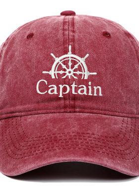 亚马逊2022新品复古水洗Captain刺绣做旧水洗棒球帽爸爸嘻哈帽