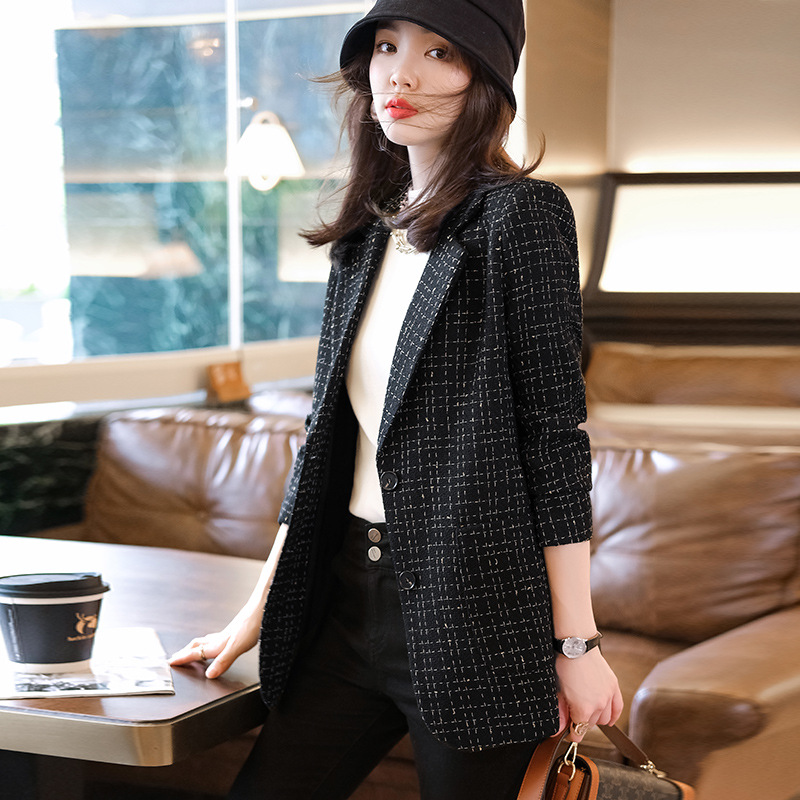 2025秋新款西装外套女韩版宽松时尚气质小西服上衣撞色宁波西装 - 图2
