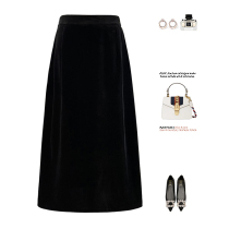 Velvet Straight Drum Skirt Half Body Dress Woman 2023 New Autumn Winter Gold Velvet Long Dress Small Sub Half Dress Slim Skirt