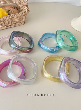 KISOL超美彩色透明亚克力手镯潮~