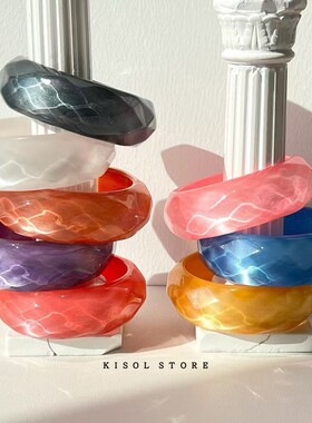 KISOL不掉色彩色不规则树脂手镯~