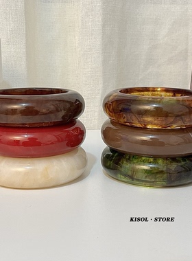 KISOL不掉色复古树脂纹理镯子女