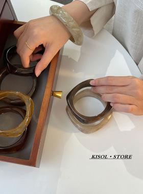 KISOL欧美风咖色系亚克力手镯潮~