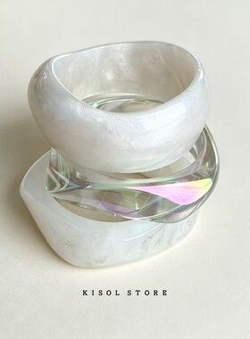 KISOL韩版粉色纹理晕染树脂手镯~