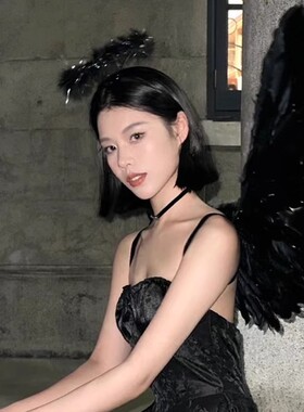万圣节头饰天使恶魔光环羽毛发箍