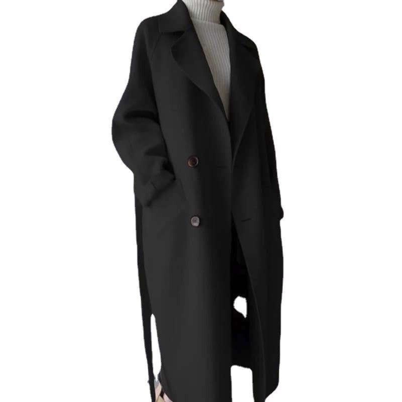 呢子大衣女秋冬新款韩版长款时尚宽松过膝收腰系带毛呢外套女,淘宝优惠券,粉丝福利购,淘宝优惠卷