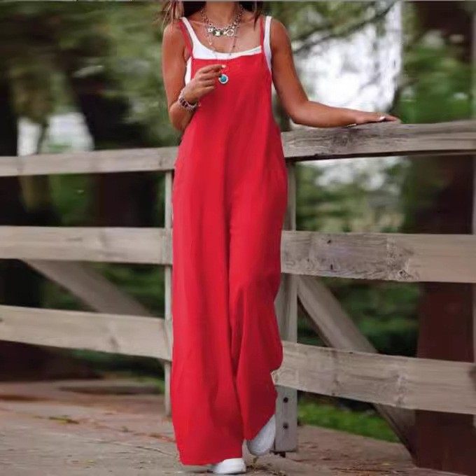 跨境欧美跨境时尚休闲新款女士口袋棉麻休闲吊带连衣裤,淘宝优惠券,粉丝福利购,淘宝优惠卷