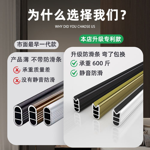 衣柜挂衣杆横杆衣橱柜挂杆加厚铝合金大柜子衣通杆晾衣杆固定配件 - 图0