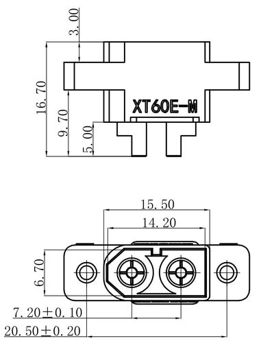 Amass/ XT60E带螺丝孔航模动力电池插头XT60E-M公头可固定带螺母 - 图3