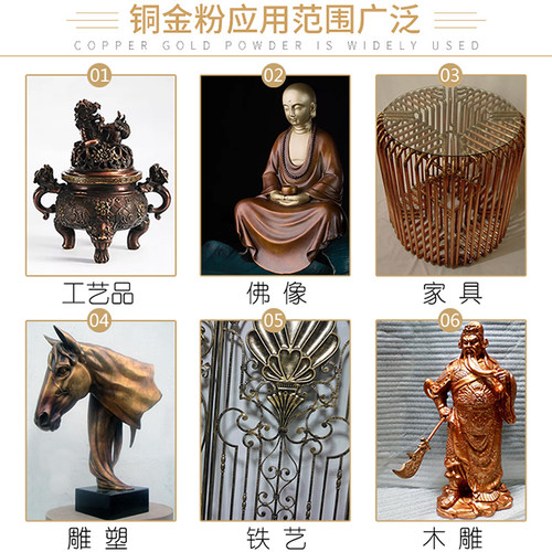 进口铜金粉 超细仿古铜粉 青光红光金色银色油漆颜料粉 包邮 - 图1