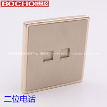 BOCHO Boden A8 Gold Binary Telephone Socket 86 Type Champagne Gold Wire Drawing Double Phone 2-Place Telephone Socket