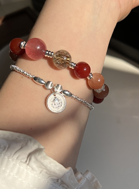 轻奢手工s925纯银扎基拉姆圆牌手链女小众设计盘缠ins风手饰