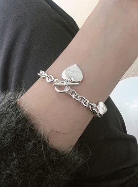 纯银女OT扣爱心项链小众轻奢新款