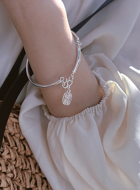 女足银纯银甜美竹节手镯手环实心