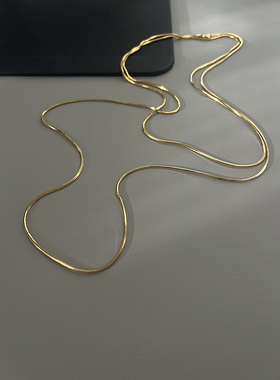 纯银女金色蛇骨链长款毛衣链项链