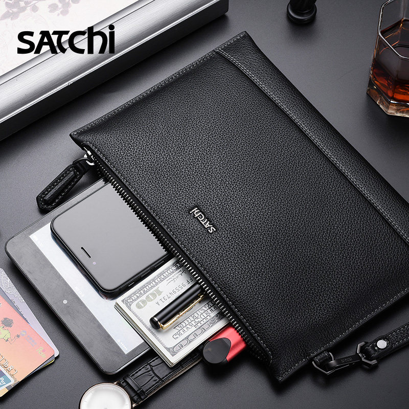 沙驰男士男真皮手抓包头层手拿包 沙驰驰翔男士包袋