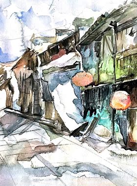 樊小渭 现代简约治愈系小众ins风风景街景建筑物挂画客厅装饰画