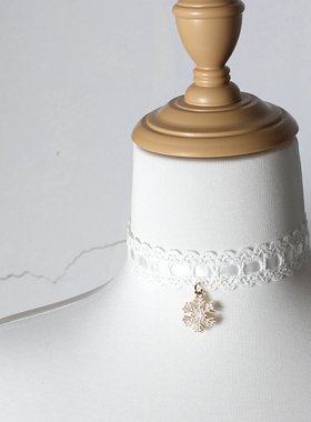 百搭圣诞节雪花铃铛锁骨链蕾丝花边颈饰颈带choker韩版日系礼物