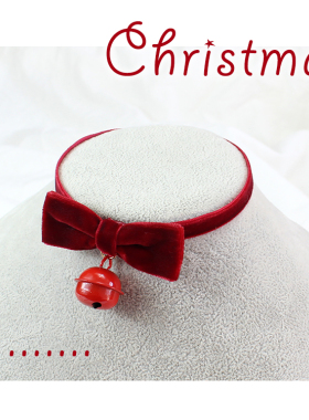 酒红色丝绒蝴蝶结锁骨链项链脖圈