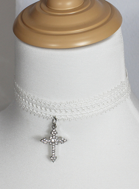 蕾丝十字架日系修女甜心项链锁骨链choker颈饰颈环甜美少女复古