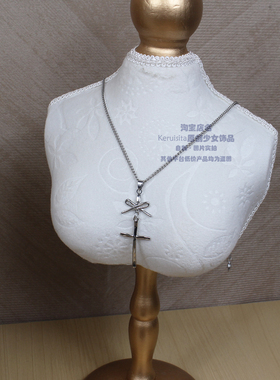 十字架亚文化可爱miu软妹甜妹量产少女不锈钢钛钢链条项链蝴蝶结