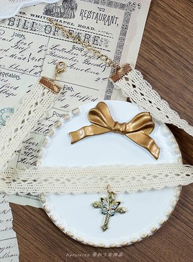 棉质蕾丝蝴蝶十字架锁骨链项链choker个性原宿少女饰品颈饰甜美