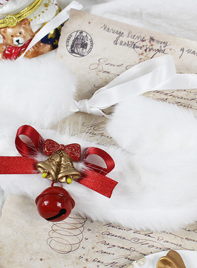 圣诞节~铃铛毛绒项圈绑带款铃铛蝴蝶结氛围感少女choker颈环战衣