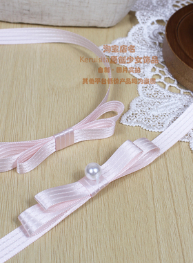 日制高光泽缎带丝带粉色锁骨链项链chocker小众miu系龙心复古少女