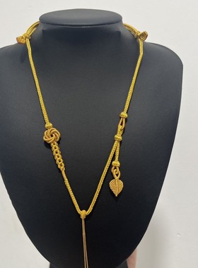 原创新款纯手工编织高端曼陀罗小树叶项链绳可调节毛衣链