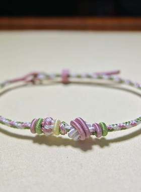 全新手工编织成品双色酒窝结2毫米手绳国潮男女编绳手链节日礼物