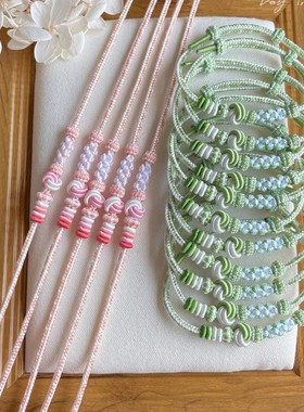 手工编织国潮桃花结&酒窝结手链手绳八股编diy可穿金银饰