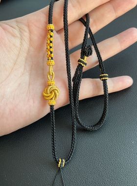 新款手工制作高端蜜蜡吊坠挂绳可调节八股编曼陀罗结桃花结项链