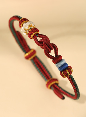 龙结横向双联结手绳DIY串黄金首饰转运珠手工编织送女友厂家直销