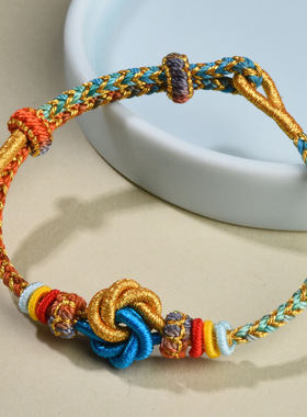 手工编绳曼陀罗结手链桃花结手绳可穿龙舟转运珠吊坠本命年手绳