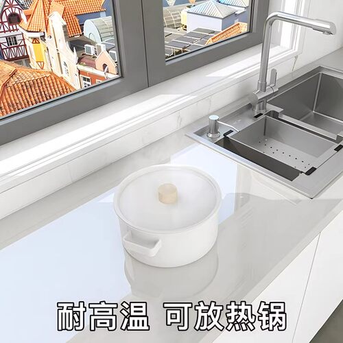 PET加厚灶台耐高温铝箔底自粘防水防油贴纸衣柜门橱柜厨房面翻新 - 图1