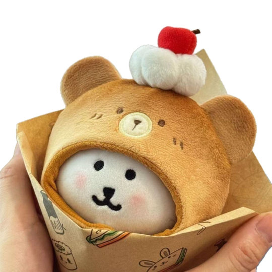 Toasted bread series 10cm cotton doll head cover self-deprecating bear labubu doll clothes plush doll doll accessories