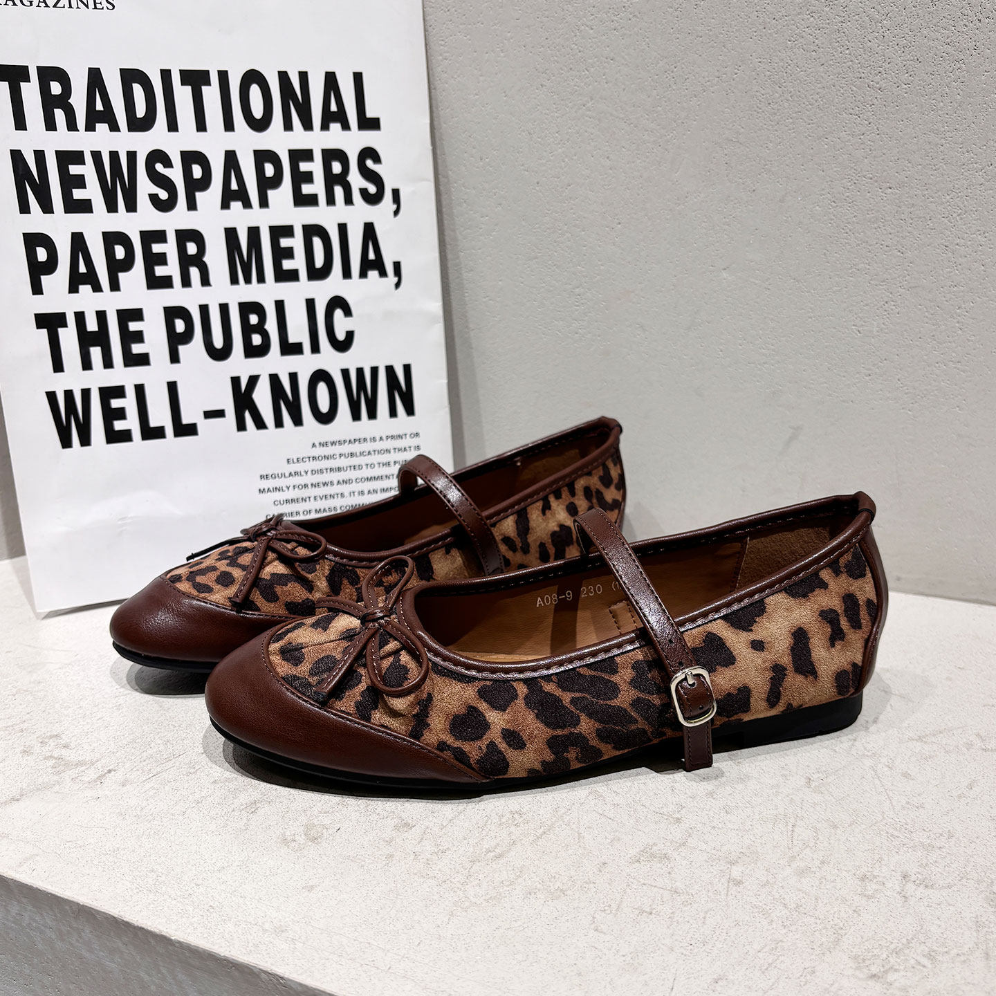 法式豹纹蝴蝶结一字带玛丽珍单鞋2025新款平底舒适软底浅口豆豆鞋,淘宝优惠券,粉丝福利购,淘宝优惠卷