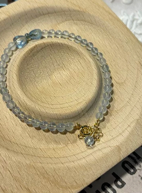 格物《蓝绿极简风》海蓝宝+仿玉东宝米珠 戒指 手链 温柔极简风